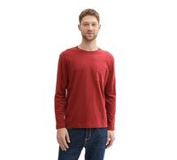 TOM TAILOR Maglia a Maniche Lunghe da Uomo Basic con Tasca, 13721 - Borgogna Dark Red, M