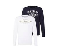 TOM TAILOR Maglia a Maniche Lunghe in Confezione Doppia, Uomo, Blu (Knitted Navy 10690), XL