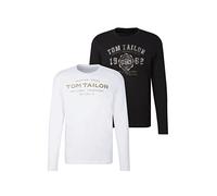 TOM TAILOR Maglia a Maniche Lunghe in Confezione Doppia, Uomo, Nero (Black 29999), S
