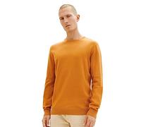 TOM TAILOR Maglia Maglione Girocollo Basic da, 27682-melange Bruciato Arancione ruggine, l Uomo