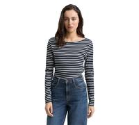 TOM TAILOR Maglietta a Maniche Lunghe da Donna 1047730, 38573-blu Navy Bianco a Righe, M, 38573 - Maglietta a Righe Blu Navy, M