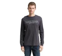 TOM TAILOR Maglietta a Maniche Lunghe da Uomo, 10899 - Tarmac, Colore: Grigio, 3XL