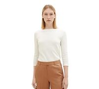 Tom Tailor Maglietta Basic da Donna con Maniche a 3/4, 10315-Whisper White, S