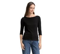 TOM TAILOR T-Shirt Basic da Donna con Maniche a 3/4, 14482-nero Profondo, XS