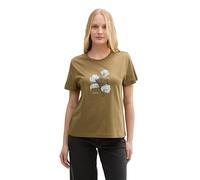 Tom Tailor Maglietta Basic da Donna in Cotone Biologico, 15664 - Nutria Olive, XS