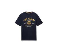 TOM TAILOR Maglietta da Uomo con Logo Stampato in Cotone, 10302 - Blu Scuro, M