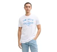 TOM TAILOR Maglietta con Logo Stampato, Uomo, Bianco (White 20000), M