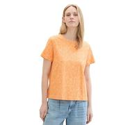 TOM TAILOR 1040544 T-Shirt, 34843-apricot Abstract Leaf Print, S Donna