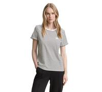 TOM TAILOR Maglietta da Donna con Motivo a Righe, 38148 - Striscia Irregolare in Bianco e Nero, S