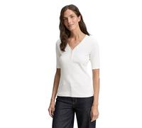 TOM TAILOR Maglietta da Donna Henley con Struttura a Costine, 10315 - Whisper White, L