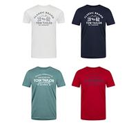 TOM TAILOR Maglietta da uomo, a maniche corte, con scollo rotondo, vestibilità normale, stampa estiva, 100% cotone, Blu scuro (10302), XXL