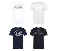 TOM TAILOR Maglietta da Uomo, a Maniche Corte, con Scollo Rotondo, vestibilità Normale, Stampa Estiva, 100% Cotone, Lucid White (28847), M