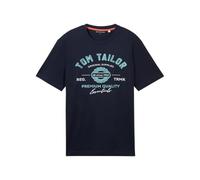 TOM TAILOR Maglietta da Uomo con Logo Stampato in Cotone, 10302 - Blu Scuro, M