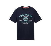 TOM TAILOR Maglietta da Uomo con Logo Stampato in Cotone, 10302 - Blu Scuro, S