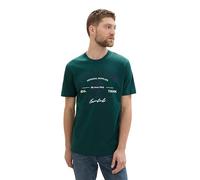 TOM TAILOR Maglietta da Uomo con Logo Stampato in Cotone, 10834 - Deep Green Lake, L