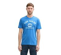 TOM TAILOR Maglietta da Uomo con Logo Stampato in Cotone, 11356 - Sapphire Blue, M