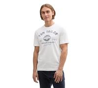TOM TAILOR Maglietta da Uomo con Logo Stampato in Cotone, 20000-bianco, L