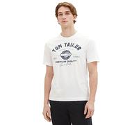 TOM TAILOR Maglietta da Uomo con Logo Stampato in Cotone, 20000-bianco, S