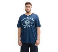 TOM TAILOR Maglietta da Uomo con Logo Stampato in Cotone, 26779 - Nighttime Blue, XL