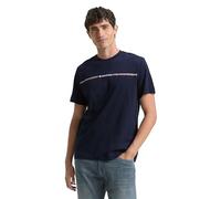 TOM TAILOR T-Shirt da con Stampa a Righe e Logo, 10668-capitano del Cielo Blu, XL Uomo