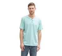 TOM TAILOR Maglietta da Uomo Henley in Cotone, 37455 - Strisce Fini, Colore: Bianco Menta, L