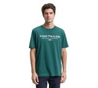 TOM TAILOR Maglietta da Uomo in Cotone con Logo Stampato, 14171 - Jasper Green, XL