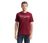 TOM TAILOR Maglietta da Uomo in Cotone con Logo Stampato, Cabarnet 14155 - Cabarnet Rosso Bordeaux, M