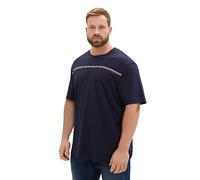 TOM TAILOR Maglietta da Uomo Plussize con Stampa a Righe e Logo, 10668-sky Captain Blue, 5XL