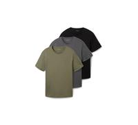 TOM TAILOR 1042374 Maglietta Basic in Confezione da 3 Pezzi, 29999-Black, XL Uomo