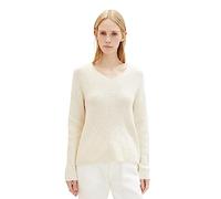 TOM TAILOR Maglione Basic con Scollo a V, 10354-Soft Beige Solid, XL Donna
