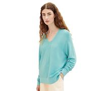 TOM TAILOR Maglione Basic da Donna con Scollo a V, Summer Teal 10426 - Modellino di tè, L