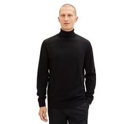 TOM TAILOR Maglione da Uomo Basic a Collo Alto in Cotone, 29999 - Black, L