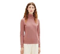 TOM TAILOR Maglione Collo Alto Maglia Dolcevita Basic da Donna, 33157-melange Rosa Sbiadito, XXL