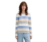 TOM TAILOR 1042952 Pullover, 37224 - Beige Blue Block Stripe, L Donna