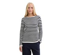 TOM TAILOR Maglione da Donna in Cotone Biologico, 37639 - Dark Navy White Stripe, S