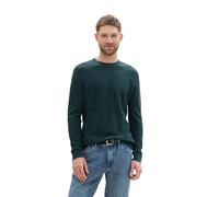 TOM TAILOR Maglione da Uomo Basic in Cotone, 36296 - Dark Tree Green Melange, L