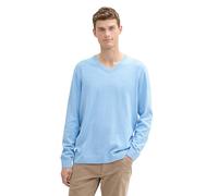 Tom Tailor Maglione da Uomo con Scollo a V, 37092 - Sky Blue Dark Melange, XXL