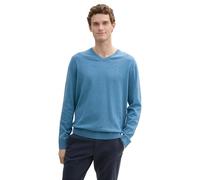 Tom Tailor Maglione da Uomo con Scollo a V, 37095 - Ocean Blue Melange, XL