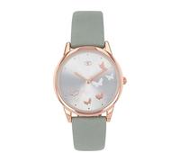 Tom Tailor Orologio da polso con cinturino in similpelle da donna, colore rosa, impermeabile 3 bar, farfalla, idea regalo, in confezione regalo