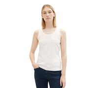 TOM TAILOR Piano Base Coste Top Basic da Donna con Struttura a Costine, 10315-Bianco Sussurro, M