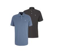 TOM TAILOR Polo basic piqué da uomo, confezione doppia, China Blue/Tarmac Grey, XL