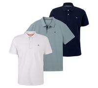 Tom Tailor Polo Uomo Confezione 3 Pezzi, Riga Bottoni, Cotone 100%