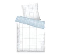 TOM TAILOR Renforcé-Bettwäsche, 70x90 cm + 140x200 cm, 100% Baumwolle/Renforcé, mit Wendemotiv und farbigem Markenreißverschluss, LARGE CHECK Weiß, Hellblau (Crisp White, Sky Blue)