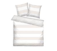 TOM TAILOR Renforcé biancheria da letto, 2 * 80x80 cm + 200x220 cm, 100% cotone/renforcé, con motivo reversibile e cerniera con marchio, SIENA Bianco, Sabbia