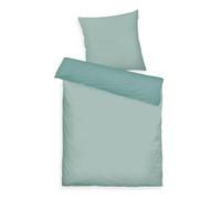 TOM TAILOR Satin-Bettwäsche, 60x80 cm + 140x200 cm, 100% Baumwolle/Satin, mit Doppelnaht am Kissen, Wendemotiv und Markenreißverschluss, TWO-TONE SOLID COLORS Türkis (Fresh Sage)