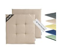 TOM TAILOR Set di 2 cuscini per sedia, 40 x 40 cm, colore beige, per sala da pranzo, sedia da ufficio, panca, pavimento e mobili da giardino, certificato Oeko Tex