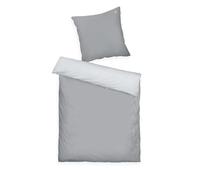TOM TAILOR Set di biancheria in raso, 80x80 cm + 135x200 cm, 100% cotone, con bordatura e ricamo del logo, con chiusura a cerniera, FINE STRIPES grigio chiaro e grigio scuro (Moody Grey & Light Grey)