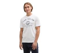 TOM TAILOR T-Shirt da con Stampa Logo Realizzata in Cotone, 20000-Bianco, XL Uomo