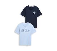 TOM TAILOR T-Shirt da Uomo in Confezione da 2, 21068 - Light Powder Blue, 3XL