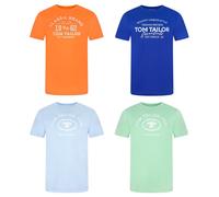 Tom Tailor T-Shirt Uomo Cotone Regular Fit 4er Pacco Set Girocollo Manica Corta